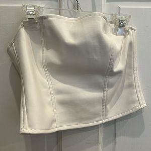 White top strapless crop top